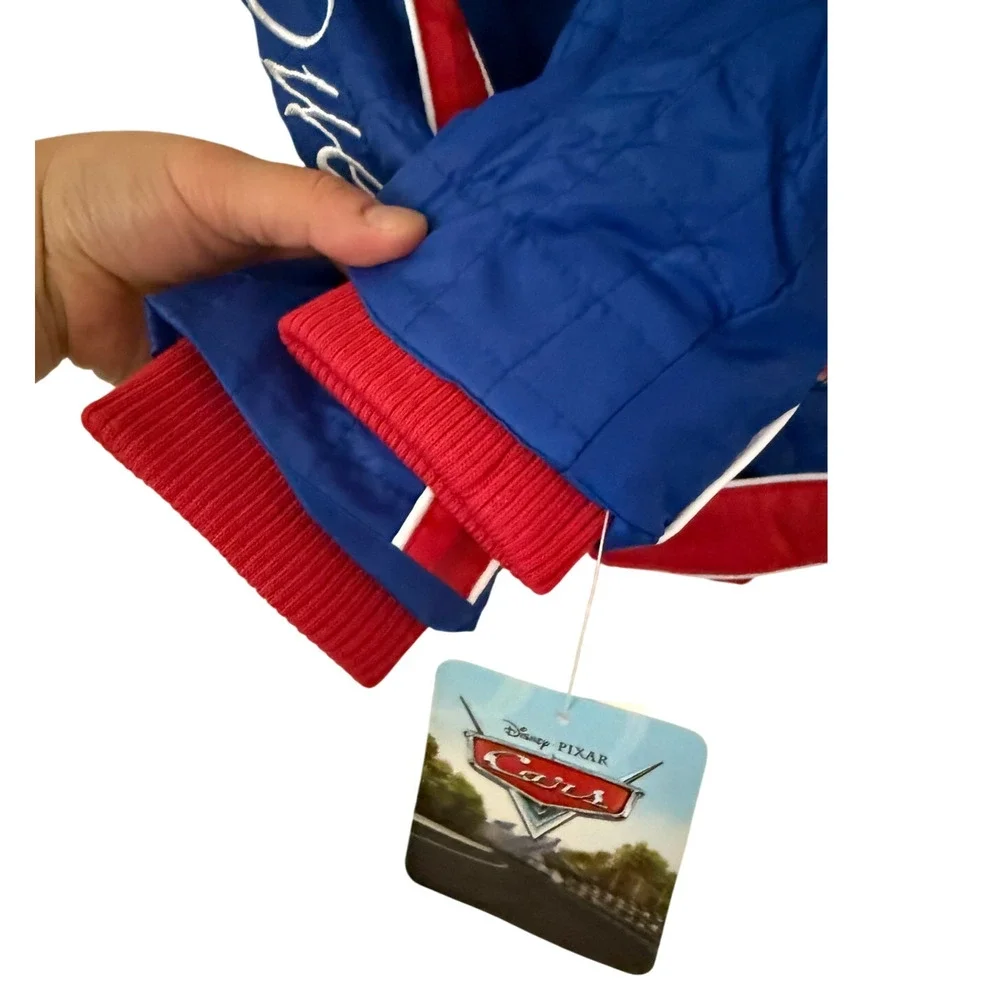 Lightning Mcqueen Disney Fleece Lined Bomber Light Puffer Jacket Zip Size 3 NEW